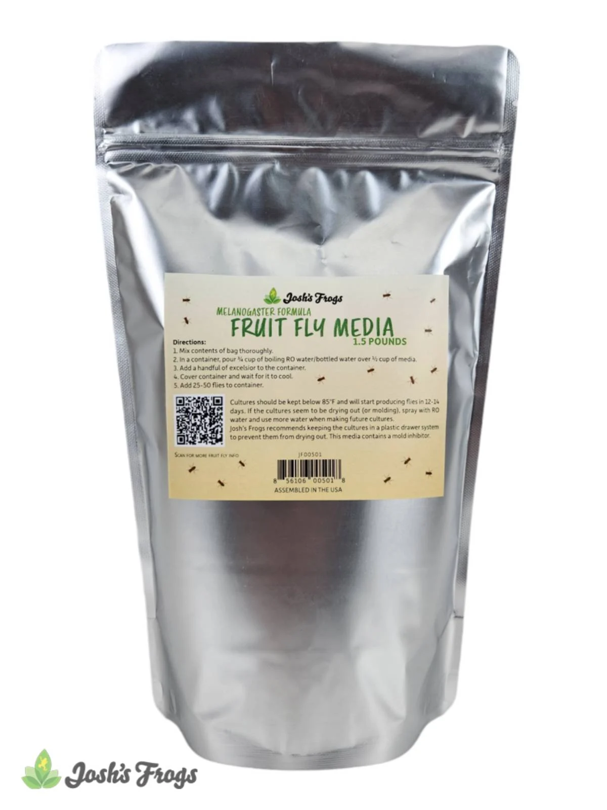 Josh’s Frogs – Medio de cultivo para “Melanogaster/Sin alas” (Hace 10 cultivos)